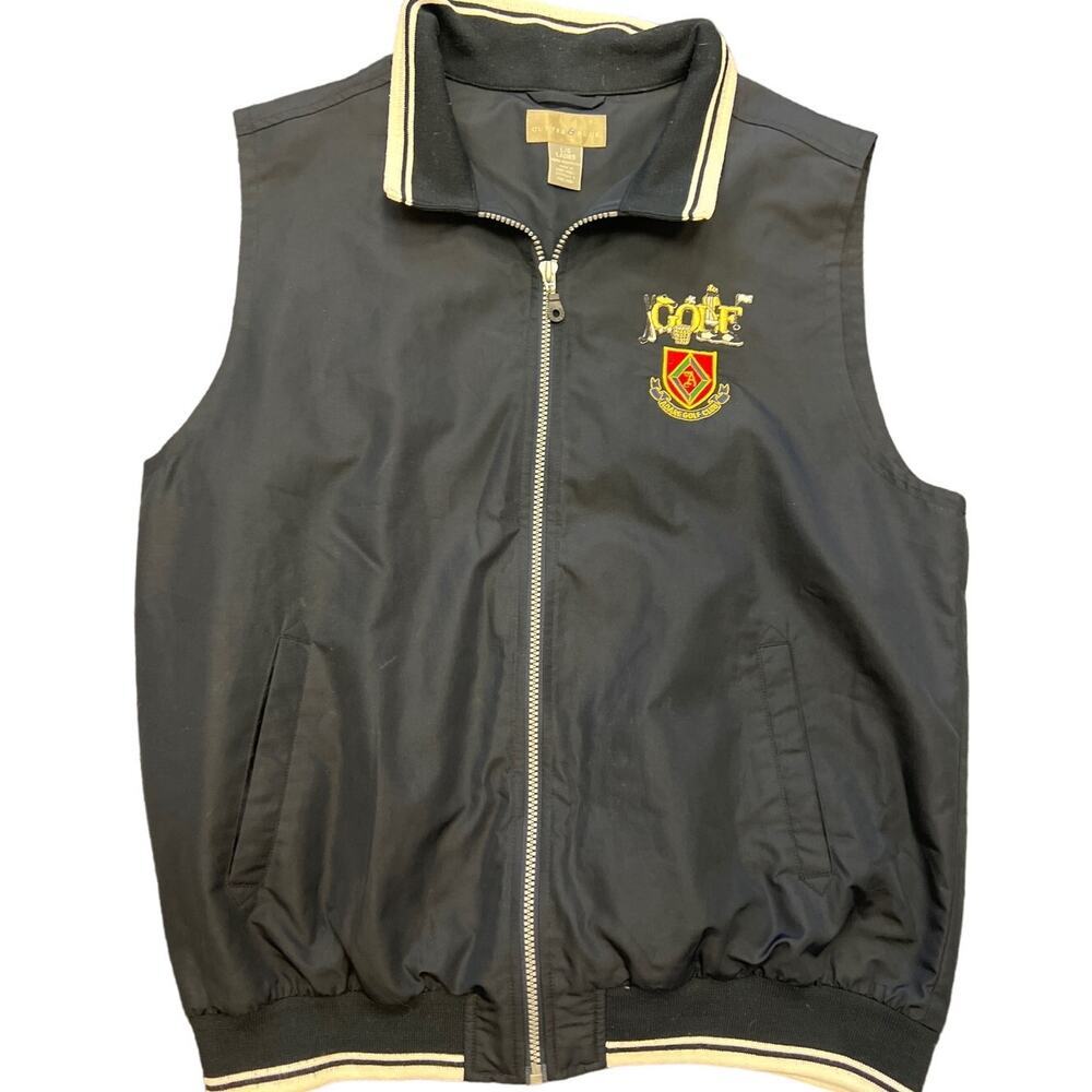 Cutter & Buck Women Adare Golf Club Crest Logo Black Full Zip Vest Large